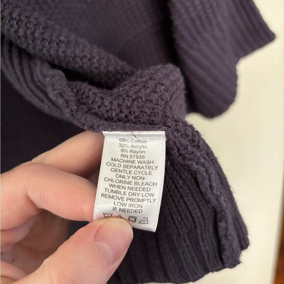 LOGO by Lori Goldstein One Button Cardigan Sweater SZ 2X Purple Pockets Plus SZ - Picture 4 of 5